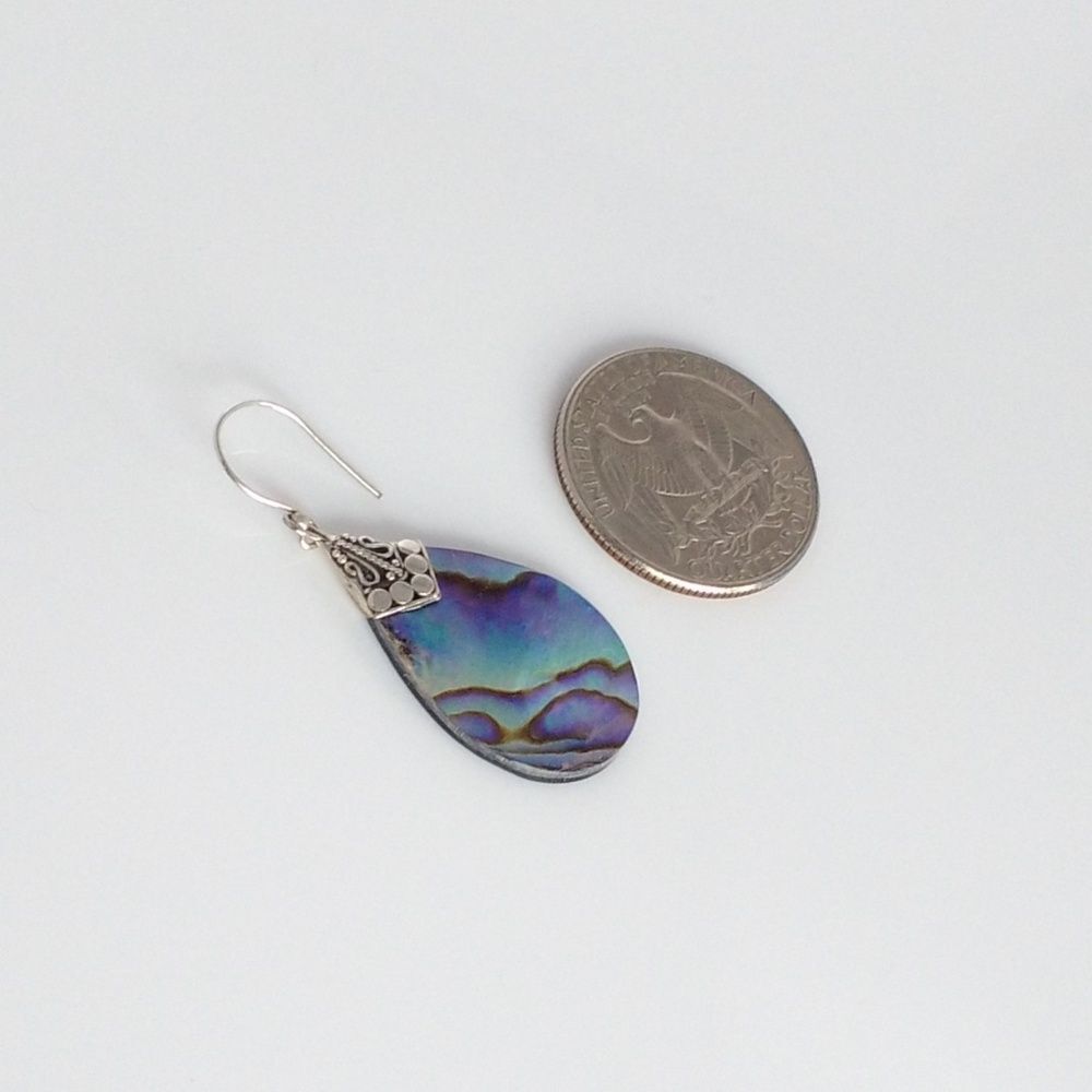 Abalone Shell Dangle Earrings Sterling Silver - image 8